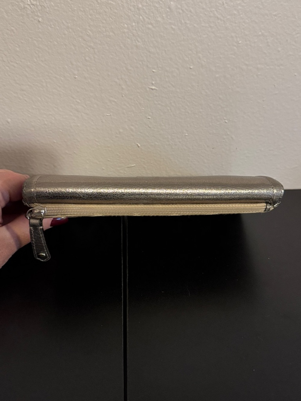 Coach Metallic Silver and Khaki Signature Continental Wallet - Picture 4 of 13